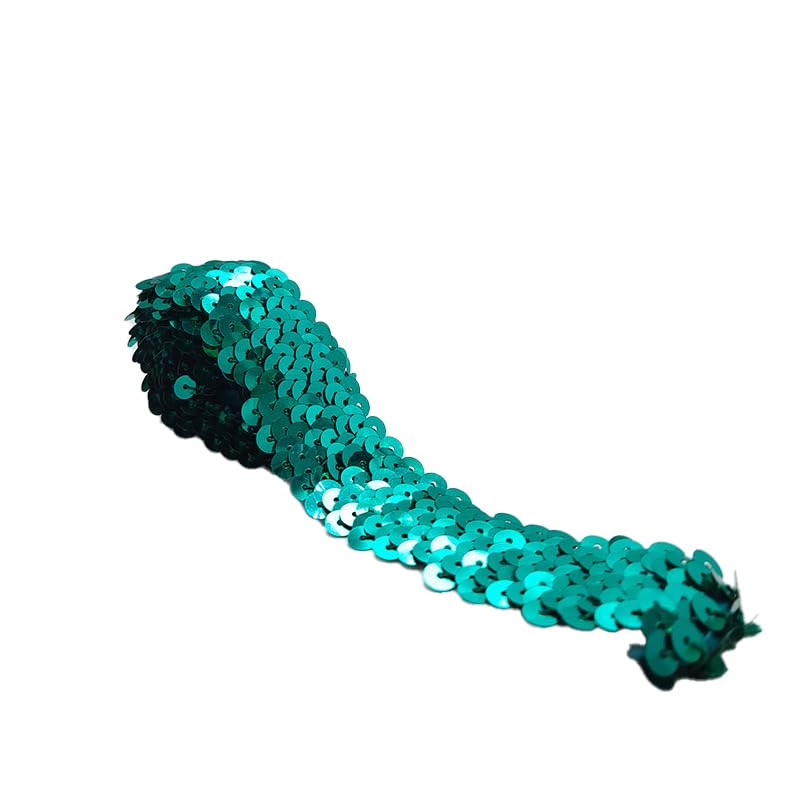 dlboboai Sequin Ribbon Trim Polyester Braided Ribbon 10 Yards 30mm Wide Lace Trim for Sewing Crafts Clothing Curtains Accessories Lampshade Home DIY Decoration (Peacock Green, 30mm Wide)