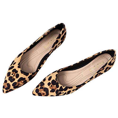ANUFER Womens Pointed Toe Ballerinas Lightweight Flat Pumps2