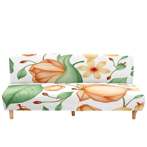 Surwin Elástica Fundas de Sofá Sin Brazos Clic Clac de 2/3 Plazas, Flores Botánicas 3D Antideslizante Funda Protectora para Sofá Cama Sofá Plegable sin Reposabrazos (Patrón 2,L:190-230cm)