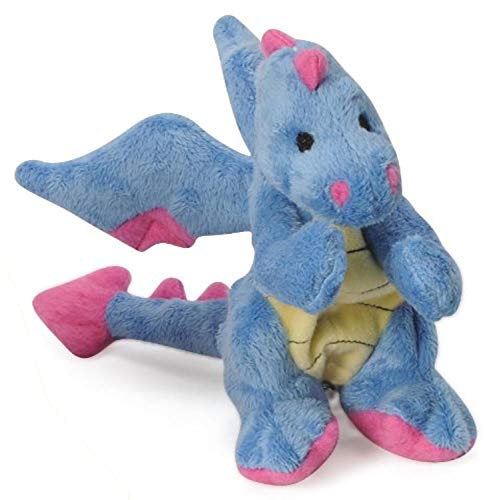 goDog Dragon With Chew Guard Technology Tough Plush Dog Toy, Periwinkle, Small