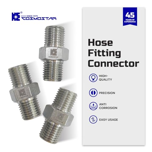 Cosmostar 1/4\" x 1/4\" Hose Fitting for Connecting 1/4\" Airless Paint Hoses, Compatible with 243025-3 pcs(NGG0404S-3P) - Thumbnail 3
