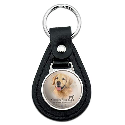 GRAPHICS & MORE Black Leather Golden Retriever Dog Breed Keychain