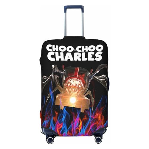 Choo-Choo Charles Travel Luggage Cover, Colorful Suitcase Luggage Protector, Washable Baggage Cover, Dustproof Protector Fits 18-32 Inch Luggage Small, Black