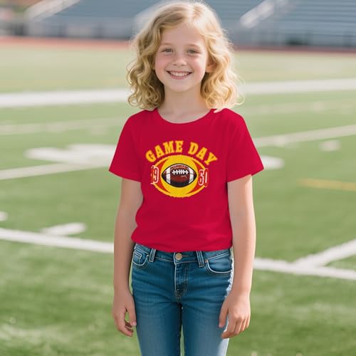MODNTOGA Boys Girls Game Day Football Graphic Shirt Rugby Print Sundays T-Shirt Kids Girl Sports Fans Short Sleeve Tee Tops3