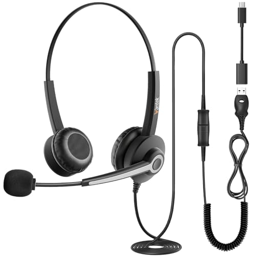 Amazon.co.jp: Wantek ヘッドセット USB Type-C 両耳 ヘッドホン 有線