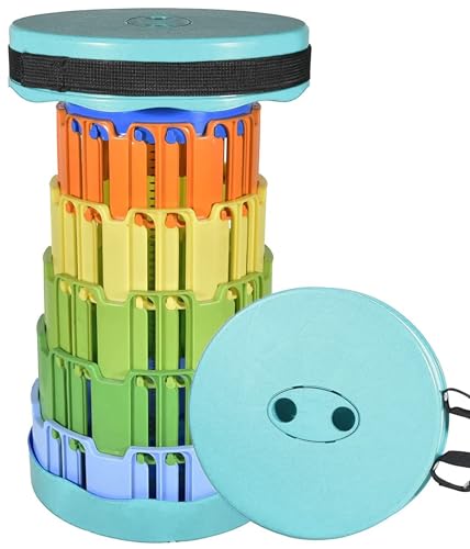 Outdoor Portable Folding Stool, Camping, Hiking, Fishing, Picnic Chair Seat Table, Round Foldable Stool for Kids Adults Home, Office, Garden Traveling 1PC (Multicolor)