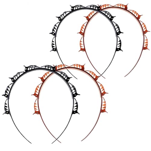 4Pcs Diadema con Pinzas Mujer,Hairpin Headband,Headband with Clips,para Niñas, para Pelo Largo y Corto (Color Negro y Rojo)