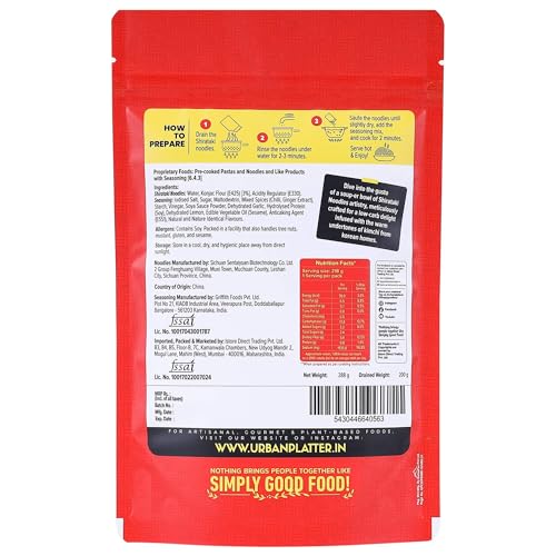 Image of Urban Platter Korean Kimchi Shirataki Noodles, 288g (Konjac Noodle | Keto-friendly, Low-Carb, Fat-free | Kimchi Flavour | Ready in Minutes)