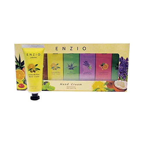 ENZIO Professional Grade Shea Butter Based Hand Cream Lotion in Premium Gift Set (7 variety) (each tube content 1.4oz/42ml) (Free of Parabens, Benzophenone, Talc, and Color Additives)