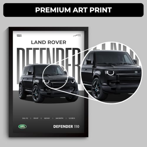 Funk You Store Defender Poster | Framed Land Rover Defender A4 Sized (31 x 23 cm) | Supercar Frames for Wall, Gift for Boys | Car Frames for Wall, Bedroom, Hostel, Study Room, Dorm (F_002)