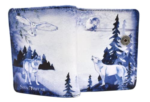 Shag Wear Mystic Wolves Stylish Small Animal Wallet for Women and Teen Girls Vegan Faux Leather 4.5"3