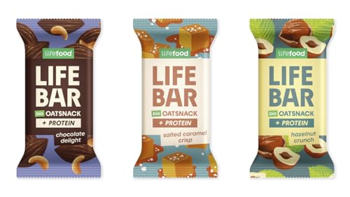 ライフバーオーツスナック lifefood オーガニック グルテンフリー 砂糖不使用 無添加 ヴィーガン オーツ麦 個包装 (3本, 3種セットC)