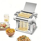 Lumicasaler Electric Pasta Maker, 8 Adjustable Thickness Settings 2-in-1 Pasta Machine with Rollers and...