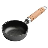RANJIMA Gusseisenpfanne Klein, 10cm Mini Eierpfanne Omelettpfanne mit Holzgriff, Tragbar Camping Kleine Bratpfanne Physikalische Antihaft-Pfanne,Small Cast Iron Pan für Gasherd Induktionsherd (10CM)