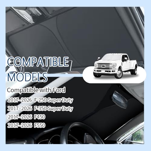 Image of 300T Thickened Automotive Glass Sunshade and Comes with Storage Bag,Keep Car Interior Cool,Windshield Sun Shade Compatible with Ford F250 Super Duty /F350 Super Duty /F450 /F550