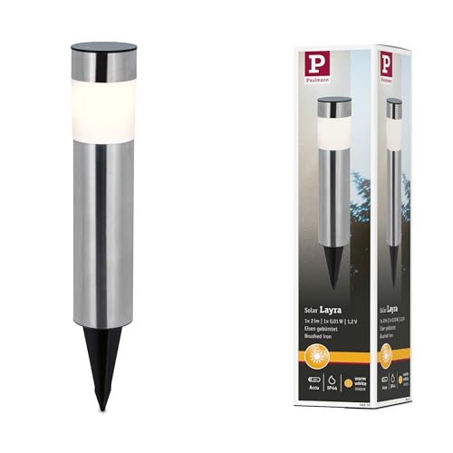 Paulmann 94876 Solar LED Pollerleuchte Layra IP44 3000K 1lm Eisen gebürstet