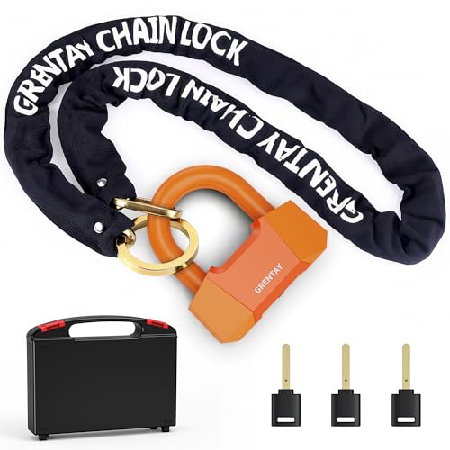 Bike Chain Lock 5.18Feet 3T Steel Chain Lock Anti Theft, Premium U-Lock 17.5mm Thick Heavy-Duty...
