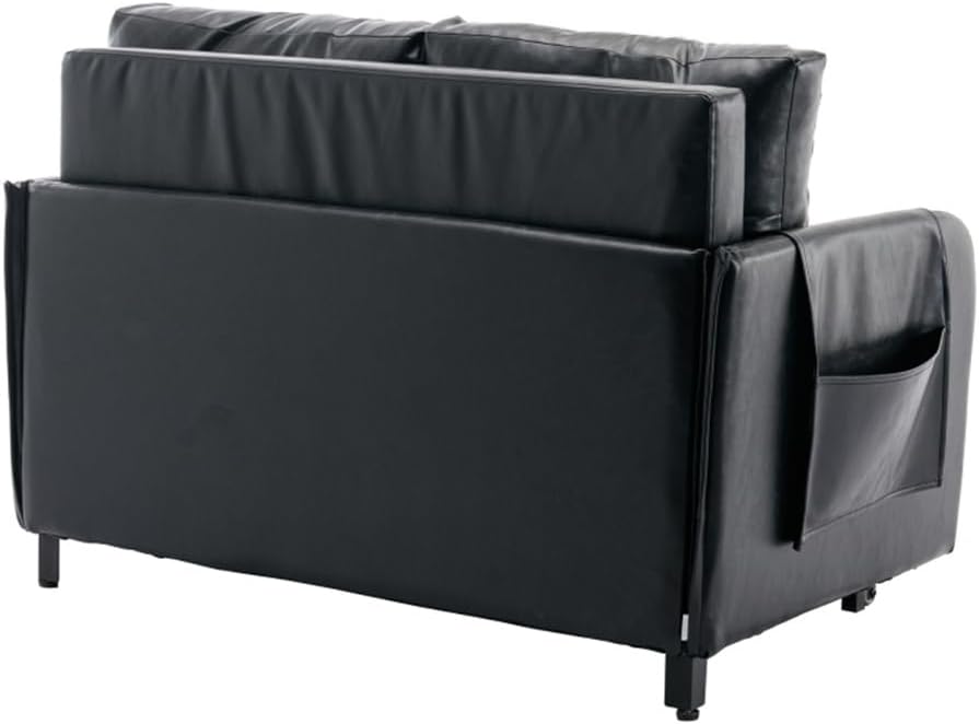 Convertible Sleeper Sofa Bed, Loveseat Couch with Pull Out Bed, Side Pockets for Living Room