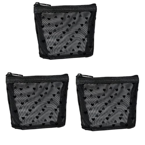 メッシュ 化粧ポーチ 軽量 大容量 可愛い おしゃれ ハート柄 メッシュコスメポーチ メイクポーチ メッシュポーチ 化粧品収納 小物入れ メイクポーチ ジッパー付き ファイル整理収納バッグ 化粧品入れ 小物入れ 超軽量 半透明 簡約 持ち運び 男女兼用 多