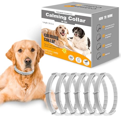 Beruhigungshalsband für Hunde 6 Packungen Hund Pheromon Calm Halsbänder Relief Angst Stress Trennung Lasts 120 Tage Relieve schlechtes Verhalten 25 Zoll Größe einstellbar für alle Hund (Grau)