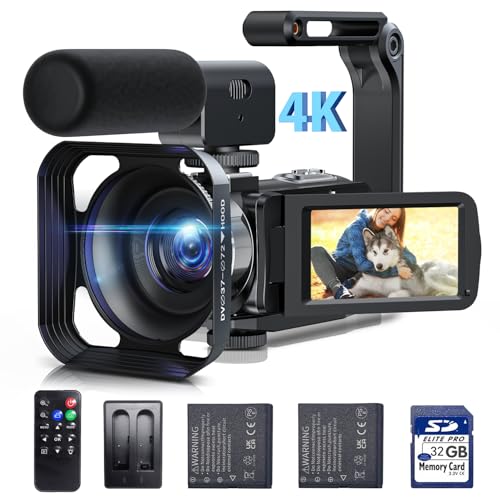 CAMWORLD 4K Video Camera Camcorder 42MP 18X Digital Zoom 3” 270° Rotation Screen Vlogging Camera Youtube Camera with 32G SD Card, Remote Control, 2 Batteries, Lens Hood, Microphone (Black) CAMWORLD 4K Video Camera Camcorder 42MP 18X Digital Zoom 3” 270° Rotation Screen Vlogging Camera Youtube Camera with 32G SD Card, Remote Control, 2 Batteries, Lens Hood, Microphone (Black)