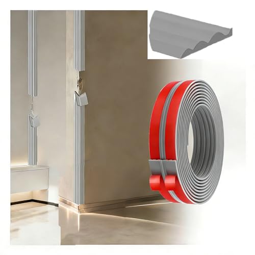 WZERHO Moulures décoratives autocollantes pour mur, plafond, mur, protection des coins et des bords de table, 3 m x 4 cm, gris