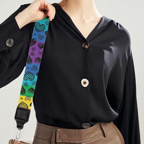 Image of TODIYADDU Colorful Heart Bag Straps Shoulder Strap Replacement Adjustable Straps Purse Extender Shoulder Strap Bag Strap Crossbody for Women Students Suitable for Handbag Computer Bag