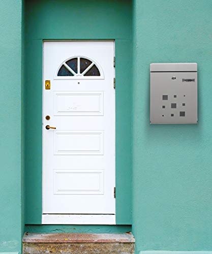 Peelco Modern Rust & Weather Proof - Vertical Wall Mount Locking Outside Mailboxes With Unique Residential Mailbox Key, Gray #TOP5