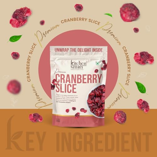 Image of KitchenSmith Cranberry Slice - Pack of 3 (250gm Each) | USA Origin Sliced Cranberries, Rich In Calcium, Healthy Snack For Kids & Adults Also Boost Immunity