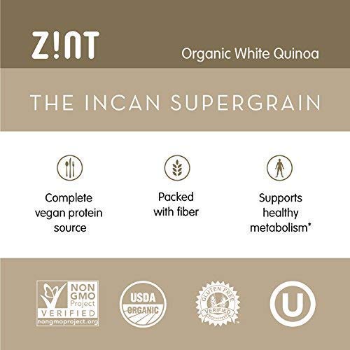 Zint Organic Quinoa: Complete Vegan Protein Source - Non GMO, Gluten Free White Quinoa - Soft, Fluffy, Whole Grain Superfood (64 oz)