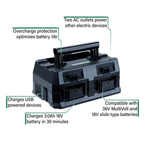 image for Metabo HPT 4-Port Battery Charger, 36V/18V, Slide-Style Batteries, Rap