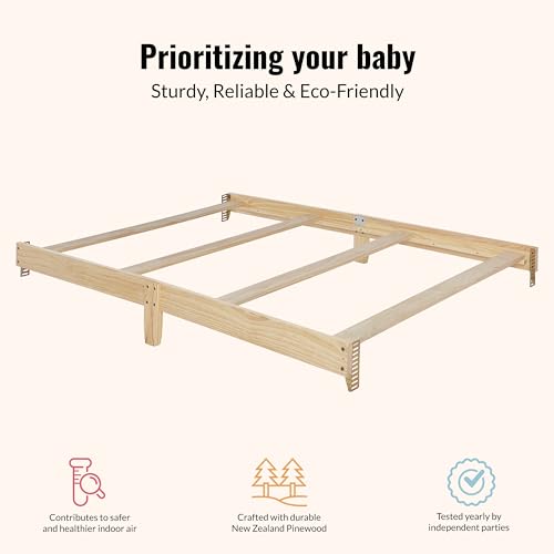Image of Dream On Me Universal Crib to Full Size Bed Conversion Kit, Solid Wood Bed Rails for Select Convertible Cribs, Strong & Stable Support, Natural