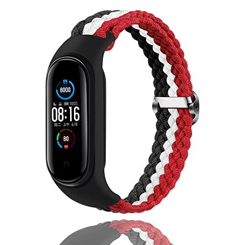 Keecuty Nylon Watch Strap for Mi Band 6/5/4/3 Stretch Fabric Bracelet Braided Soft Nylon Sports Bracelets Stretch Breathable Expandable Watch Strap for Mi Band 6/5/4/3
