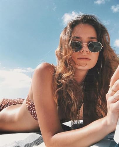 JUDOO Oval Sunglasses for Women Men Vintage 90s Metal Frame Black Glasses2