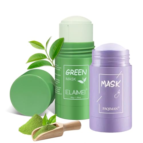 2 pcs Green Mask Stick Puntos Negros, Mascarilla Cutis Limpio Green, 2 Sticks Clarea Belleza Púrpura (Verde + Púrpura)