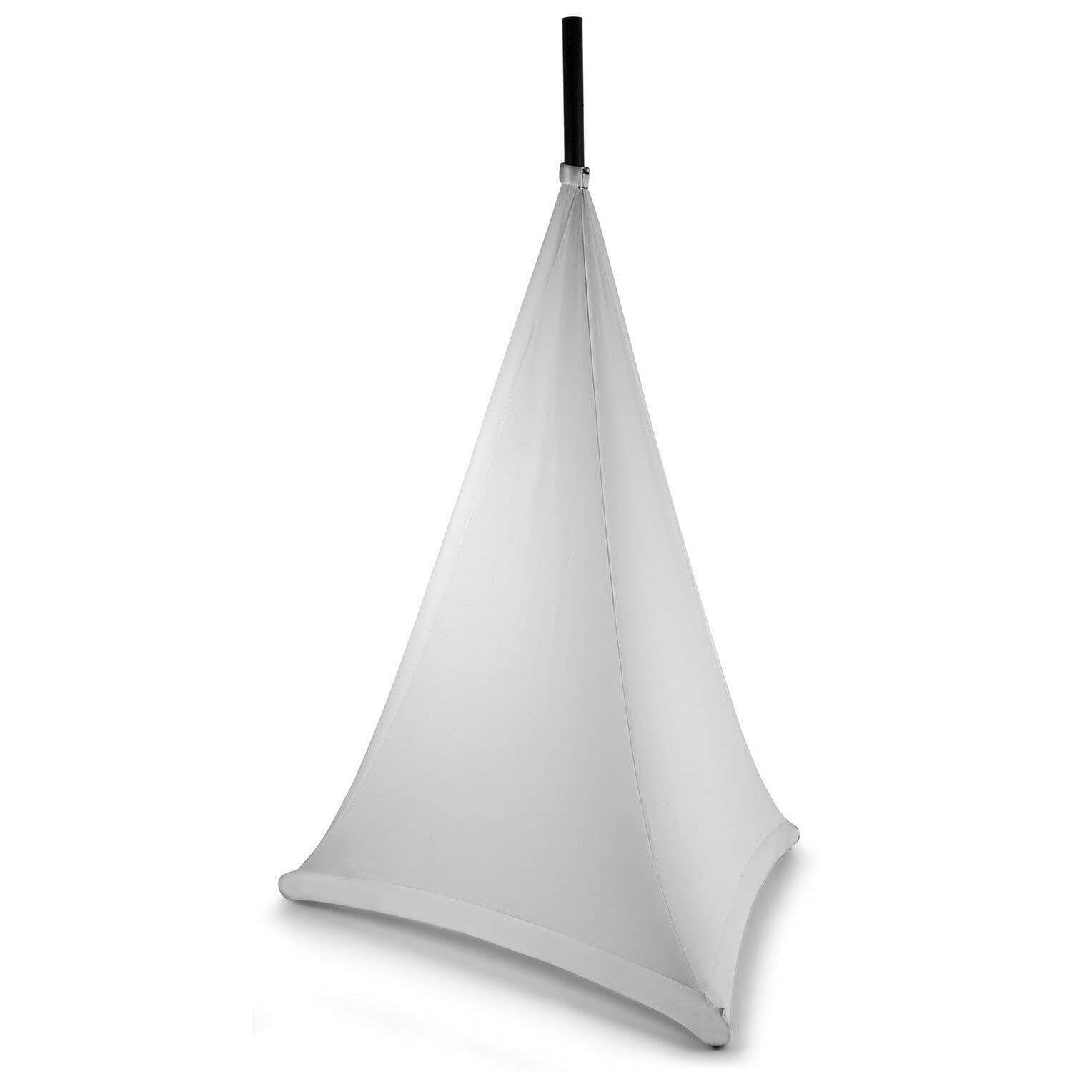 BeamZ LSS12W - Abdeckung für Lautsprecherständer in Weiß, 120 cm, Lycra Stretch Cover für Stative, Stativsegel, Husse für Stative, Dreibein Abdeckung, Stativ Bezug, Party, DJ, Gastro, Events