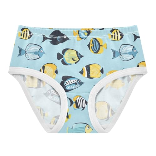 ZZKKO Tropical Fish Blue Girls Underwear Toddler Panties for Girls Comfort Brief Size 2-8T
