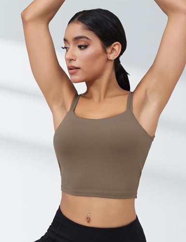 Image of LUYAA Womens Workout Sports Bras Backless Padded Yoga Tank Tops Crop Twist Low Back Cami Bra for Gym