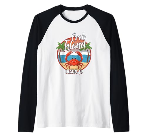 Destin FL Apparel, Famous Destin Island, Island Crab Sandbar Raglan Baseball Tee