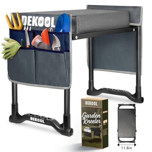 Dekool Foldable Garden Kneeler & Seat w/ 3" Thick Kneeling Pad & 2 Tool Bags (Grey) - image 1