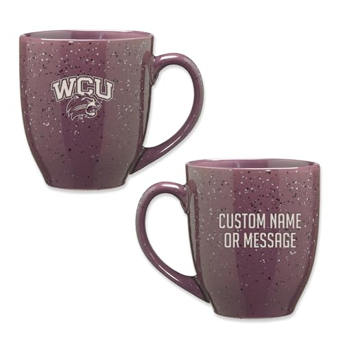 Image of Rico Industries NCAA Western Carolina Catamounts Purple Personalized 16 oz Team Color Laser Engraved Speckled Ceramic Coffee Mug
