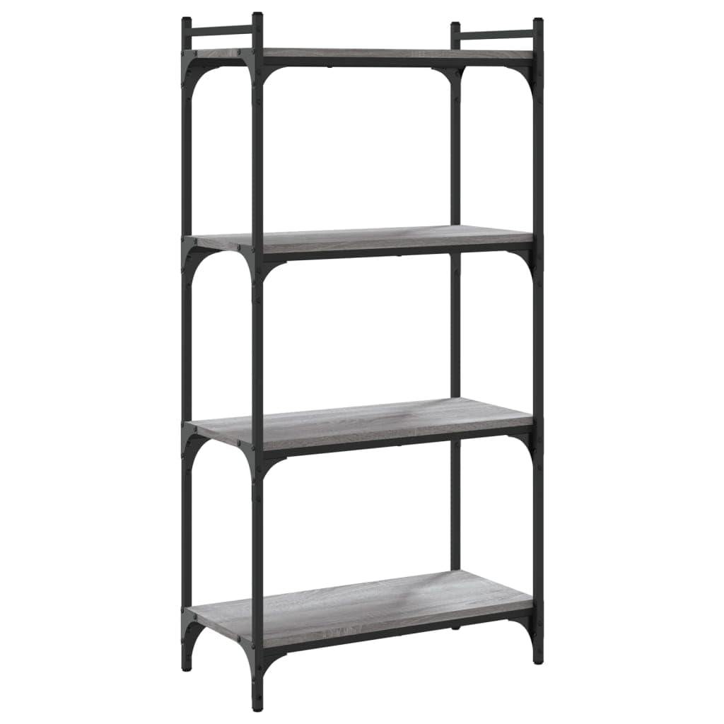 Homgoday Regał na książki, 4 półki, stojący, biurowy, magazynowy, do przechowywania, regulowane nogi, do salonu, gabinetu, biura, szary, Sonoma, 60 x 30 x 120 cm, materiał drewnopochodny