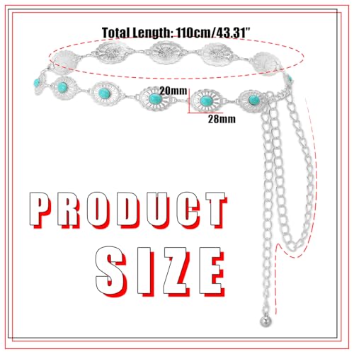 Western Metal Concho Belt for Women Boho Waist Chain Cowgirl Belt Retro Chain Belts Adjustable4