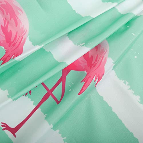 Livilan Pink Flamingo Shower Curtain For Bathroom Aqua Shower Curtain Seafoam Green Pink And Green Shower Curtain With Hooks Mint Green Striped Fabric Tropical Decorative Machine Washable, 72"W X 72"H #TOP6