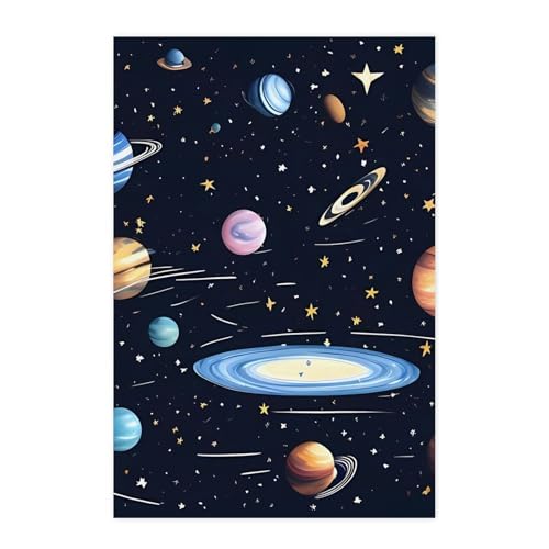 Affiches murales vintage du système solaire BVNMT en papier kraft pour chambre