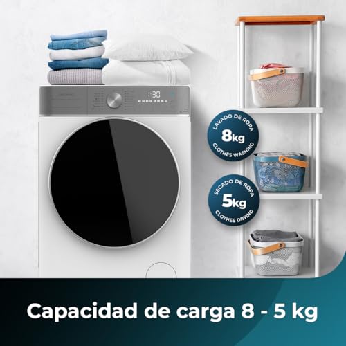 Cecotec Lavadora Secadora 8-5Kg Carga Frontal Bolero Wash&Dry 8580 Inverter A. 1400RPM, 16 Programas, Motor Inverter Plus, SteamMax, OnSmart, Fuzzy Logic, SpaCare y Detector de Carga - imagen 3