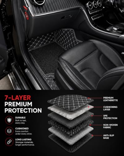 Image of 7D Car Floor Mat for Maruti Suzuki Fronx 2023-2026 | Black Silver