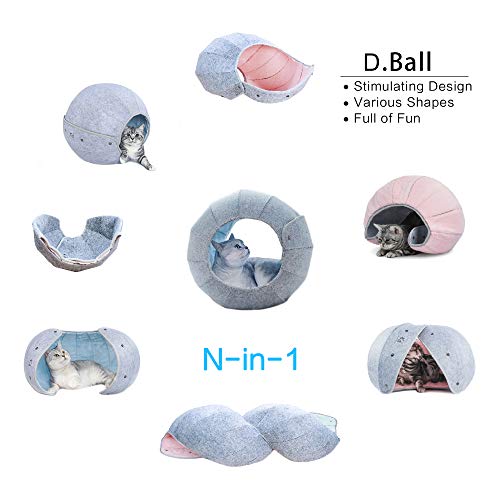 Cat Tunnel Beds for Indoor Cats, K1 Soft Cat Cave Multi-Function Foldable Cat Toy for Puppy Dogs and Cats (Green) - Image 6