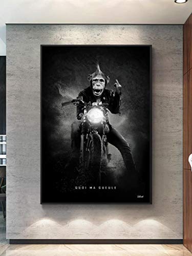 Toile Moto Racer Noir Blanc dsdsgog 60x90cm sans cadre pour la décoration murale du salon