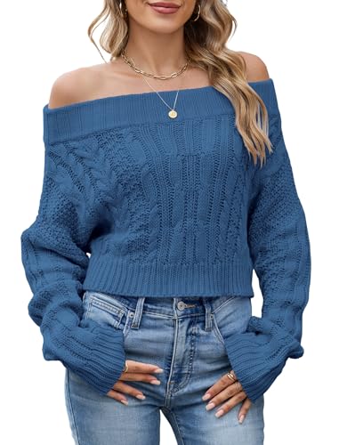 Image of ZAFUL Women V Neck Button Knit Crop Sweaters Batwing Sleeve V Back Ribbed Hem Pullover Sweater